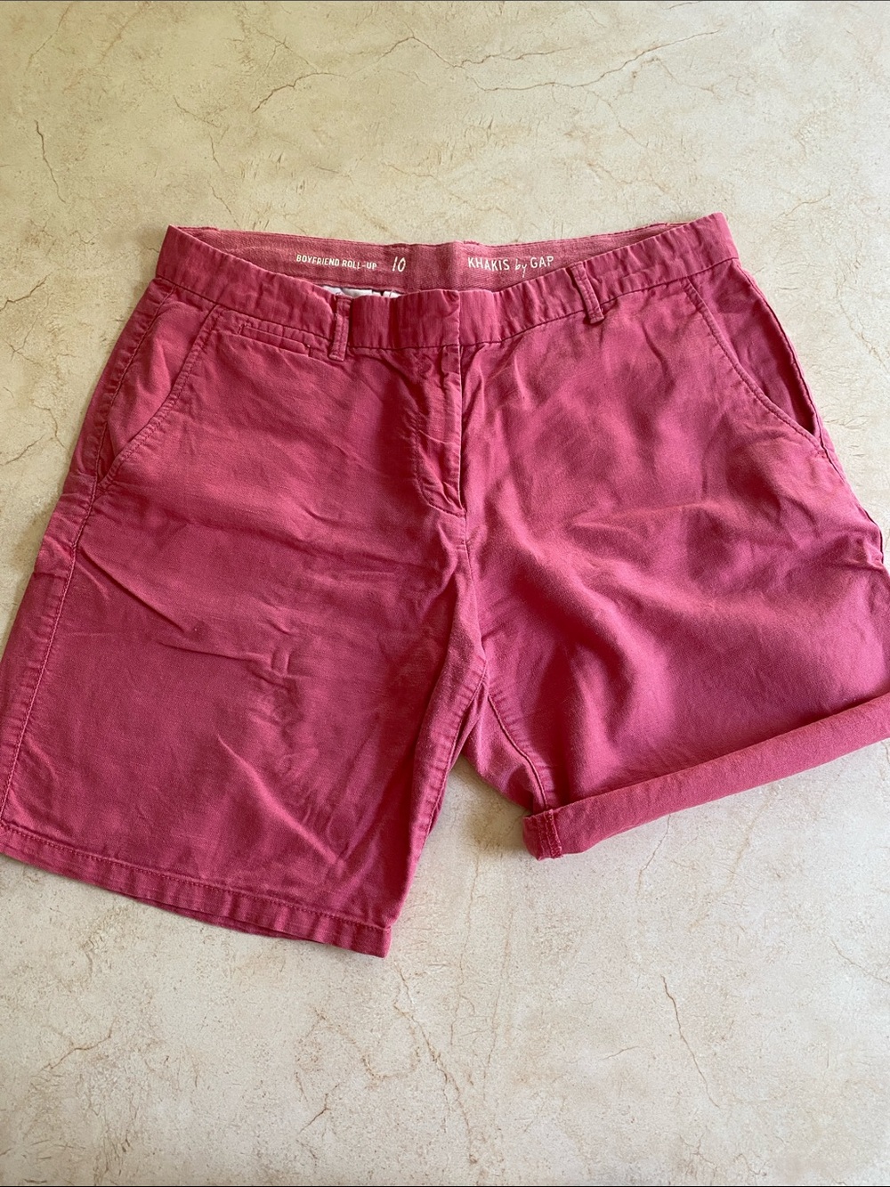 GAP Boyfriend Roll-Up Linen Shorts Y2K